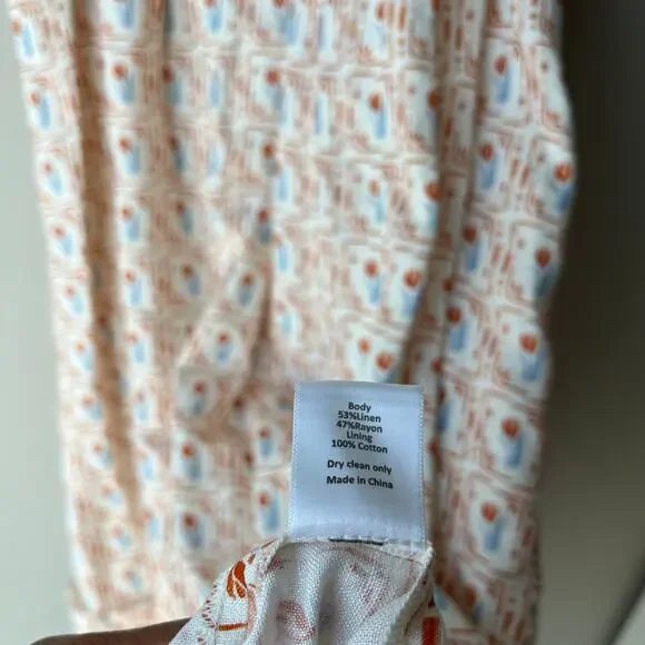 Hunter Bell Dress Palmer Floral Tulip Puff Sleeve White Orange Maxi Dress‎ Sz M - Picture 9 of 9